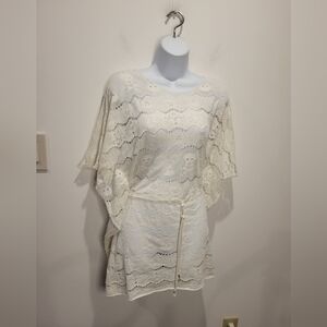 Letarte Handmade Size M White Skull Lace Beach Swim Cover Up